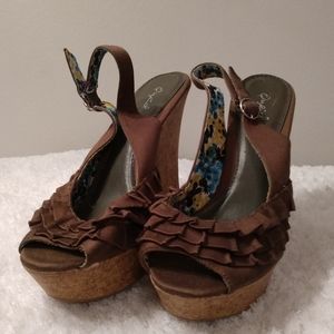 Army Green/Cork Wedge Heels